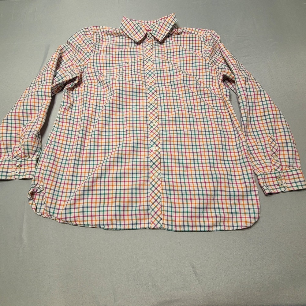 Talbots Womens Large Muticolr Button Up Shirt Plaid Easter Striped Colorful